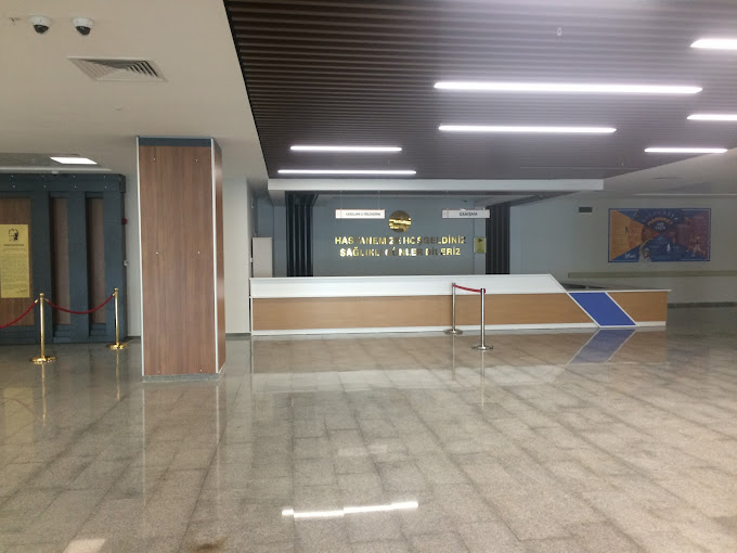 Hospital reception desk and patient registration lobby