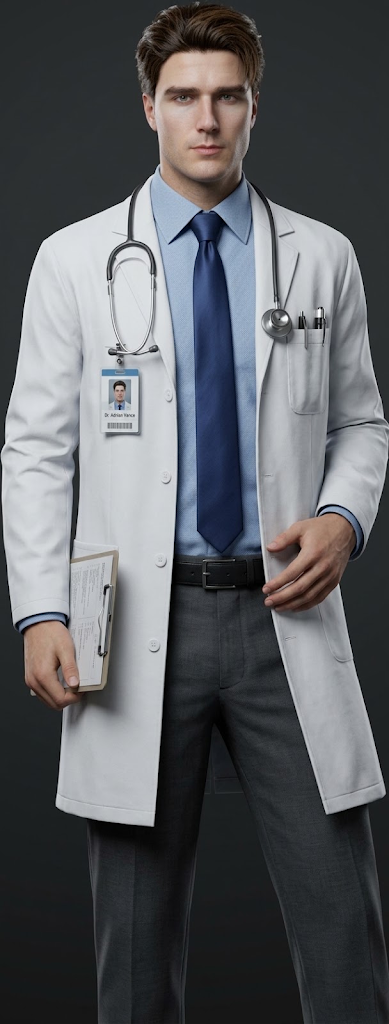Doctor in a white coat with a stethoscope